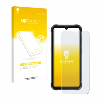 Face avant d’un emballage produit avec le logo de la marque upscreen. À côté, l’appareil Blackview BV5300 Pro (2023) est repré