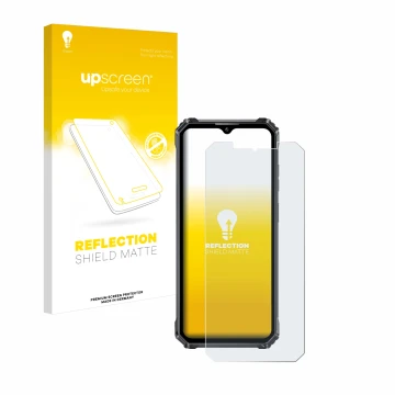 Face avant d’un emballage produit avec le logo de la marque upscreen. À côté, l’appareil Oukitel WP28 est représenté avec la p
