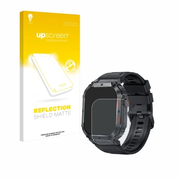 Face avant d’un emballage produit avec le logo de la marque upscreen. À côté, l’appareil GaWear K57PRO 1.96