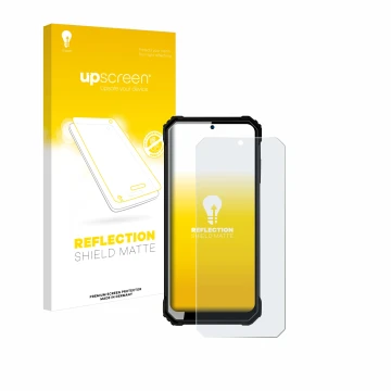 Face avant d’un emballage produit avec le logo de la marque upscreen. À côté, l’appareil Oukitel WP23 est représenté avec la p