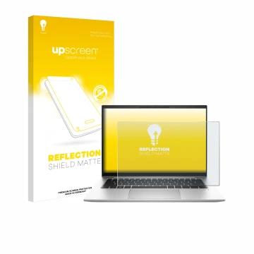 Face avant d’un emballage produit avec le logo de la marque upscreen. À côté, l’appareil HP EliteBook 845 G10 est représenté a