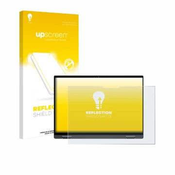 Face avant d’un emballage produit avec le logo de la marque upscreen. À côté, l’appareil Dell Inspiron 16 7630 2-in-1 est repr