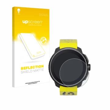 Face avant d’un emballage produit avec le logo de la marque upscreen. À côté, l’appareil Suunto Race est représenté avec la pr
