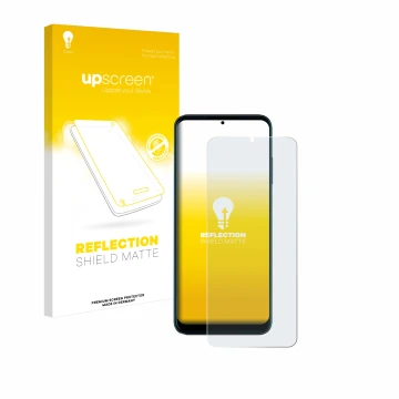 Face avant d’un emballage produit avec le logo de la marque upscreen. À côté, l’appareil Telekom T Phone Pro est représenté av