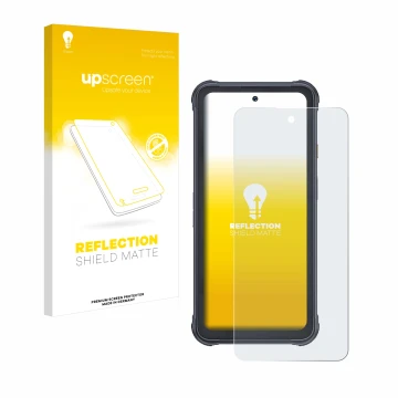 Face avant d’un emballage produit avec le logo de la marque upscreen. À côté, l’appareil Cubot King Kong 8 est représenté avec