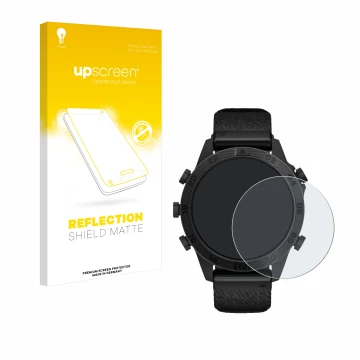 Face avant d’un emballage produit avec le logo de la marque upscreen. À côté, l’appareil Garmin Marq Commander Gen 2 est repré
