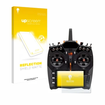 Face avant d’un emballage produit avec le logo de la marque upscreen. À côté, l’appareil Spektrum NX20 est représenté avec la 