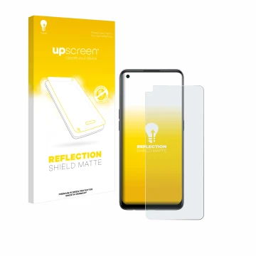 Face avant d’un emballage produit avec le logo de la marque upscreen. À côté, l’appareil Oppo Reno 8T est représenté avec la p