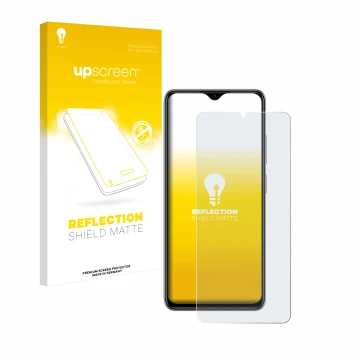 Face avant d’un emballage produit avec le logo de la marque upscreen. À côté, l’appareil ZTE Blade A73 est représenté avec la 