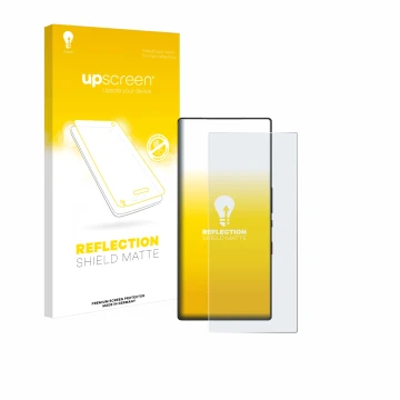 Face avant d’un emballage produit avec le logo de la marque upscreen. À côté, l’appareil ZTE Nubia Red Magic 9 Pro est représe