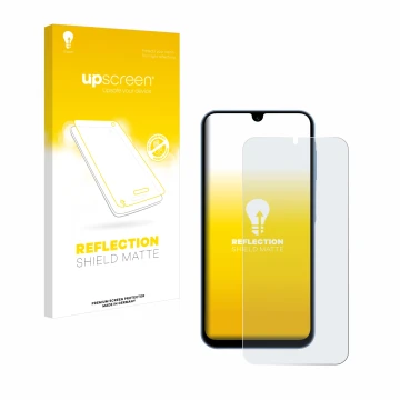 Face avant d’un emballage produit avec le logo de la marque upscreen. À côté, l’appareil Samsung Galaxy A15 5G est représenté 