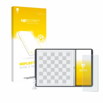 Face avant d’un emballage produit avec le logo de la marque upscreen. À côté, l’appareil Chessnut Evo est représenté avec la p