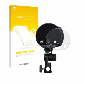 Face avant d’un emballage produit avec le logo de la marque upscreen. À côté, l’appareil Profoto B10X est représenté avec la p