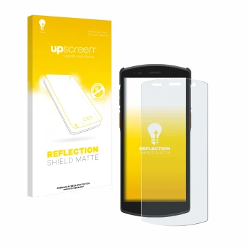 Face avant d’un emballage produit avec le logo de la marque upscreen. À côté, l’appareil Urovo CT58 est représenté avec la pro