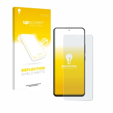 Face avant d’un emballage produit avec le logo de la marque upscreen. À côté, l’appareil Xiaomi Poco X6 est représenté avec la