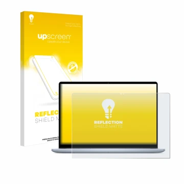 Face avant d’un emballage produit avec le logo de la marque upscreen. À côté, l’appareil Dell Inspiron 16 7640 2-in-1 est repr