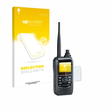 Face avant d’un emballage produit avec le logo de la marque upscreen. À côté, l’appareil Icom IC-R15 est représenté avec la pr