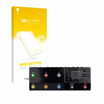 Face avant d’un emballage produit avec le logo de la marque upscreen. À côté, l’appareil Line 6 hx stomp XL est représenté ave