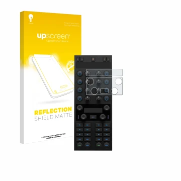 Face avant d’un emballage produit avec le logo de la marque upscreen. À côté, l’appareil Native Instruments Traktor Kontrol X1
