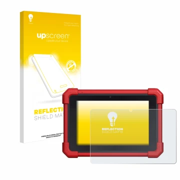 Face avant d’un emballage produit avec le logo de la marque upscreen. À côté, l’appareil Launch MOT IV (4) est représenté avec