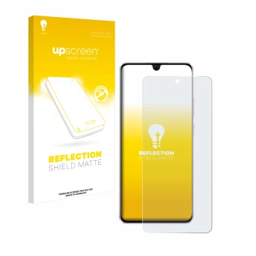 Face avant d’un emballage produit avec le logo de la marque upscreen. À côté, l’appareil Oppo Reno 11 F est représenté avec la