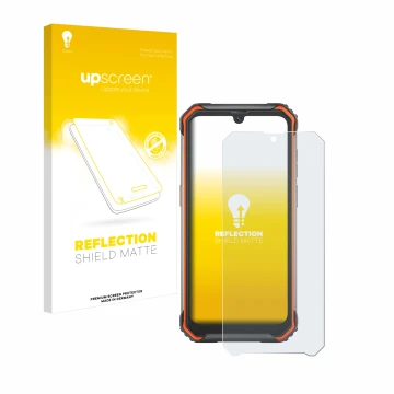 Face avant d’un emballage produit avec le logo de la marque upscreen. À côté, l’appareil Blackview BV7200 est représenté avec 