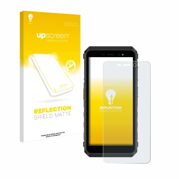Face avant d’un emballage produit avec le logo de la marque upscreen. À côté, l’appareil Ulefone Power Armor X11 Pro est repré
