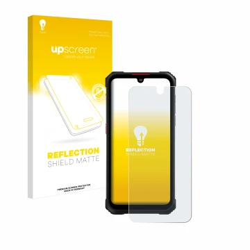 Face avant d’un emballage produit avec le logo de la marque upscreen. À côté, l’appareil Hotwav Cyber 9 Pro est représenté ave