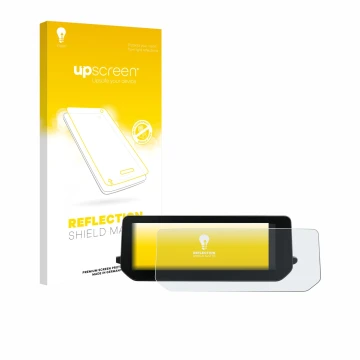 Face avant d’un emballage produit avec le logo de la marque upscreen. À côté, l’appareil BMW CE 04 est représenté avec la prot