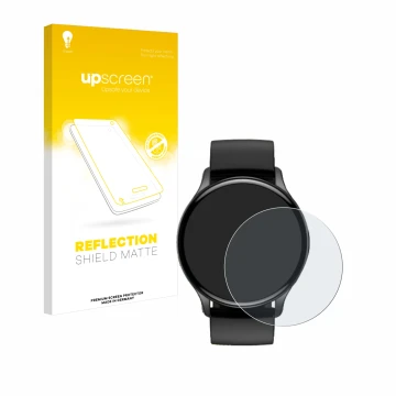 Face avant d’un emballage produit avec le logo de la marque upscreen. À côté, l’appareil Sross Smartwatch 1.43