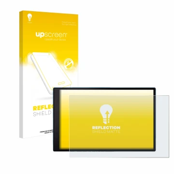 Face avant d’un emballage produit avec le logo de la marque upscreen. À côté, l’appareil Garmin DriveSmart 86 MT-S est représe