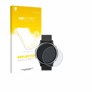 Face avant d’un emballage produit avec le logo de la marque upscreen. À côté, l’appareil ASUS VivoWatch 6 est représenté avec 