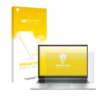 Face avant d’un emballage produit avec le logo de la marque upscreen. À côté, l’appareil HP EliteBook 865 G10 est représenté a