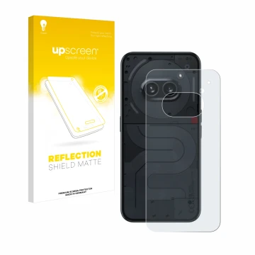 Face avant d’un emballage produit avec le logo de la marque upscreen. À côté, l’appareil Nothing Phone (2a) (Arrière) est repr