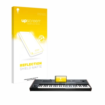 Face avant d’un emballage produit avec le logo de la marque upscreen. À côté, l’appareil KORG Pa5X est représenté avec la prot
