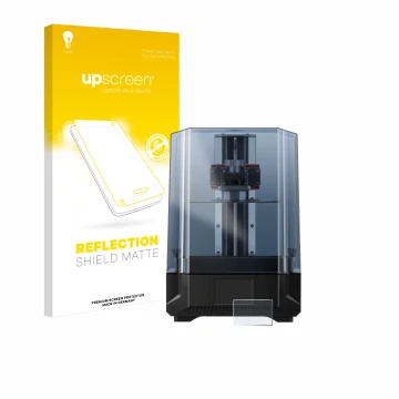 Face avant d’un emballage produit avec le logo de la marque upscreen. À côté, l’appareil Anycubic Photon Mono X 6Ks est représ