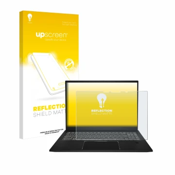 Face avant d’un emballage produit avec le logo de la marque upscreen. À côté, l’appareil MSI Summit E16 AI Studio est représen