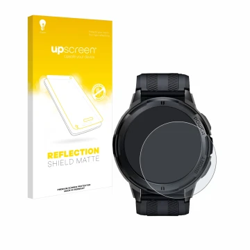 Face avant d’un emballage produit avec le logo de la marque upscreen. À côté, l’appareil Oukitel BT10 1.43