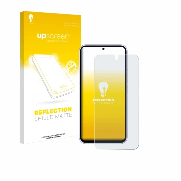 Face avant d’un emballage produit avec le logo de la marque upscreen. À côté, l’appareil Samsung Galaxy A54 5G Enterprise Edit