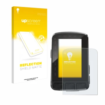 Face avant d’un emballage produit avec le logo de la marque upscreen. À côté, l’appareil Wahoo Elemnt Roam V2 GPS est représen