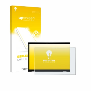 Face avant d’un emballage produit avec le logo de la marque upscreen. À côté, l’appareil Dell Latitude 7440 2-in-1 est représe