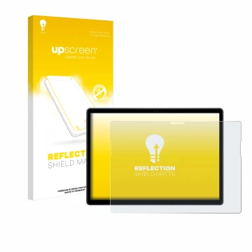 Face avant d’un emballage produit avec le logo de la marque upscreen. À côté, l’appareil Dell Latitude 7350 Detachable est rep