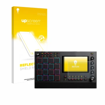 Face avant d’un emballage produit avec le logo de la marque upscreen. À côté, l’appareil Akai MPC Live II est représenté avec 