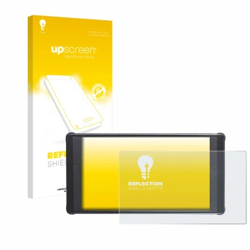 Face avant d’un emballage produit avec le logo de la marque upscreen. À côté, l’appareil Portkeys PT6 est représenté avec la p