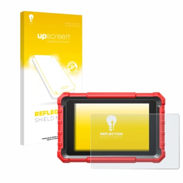 Face avant d’un emballage produit avec le logo de la marque upscreen. À côté, l’appareil Launch X-431 PROS Elite est représent