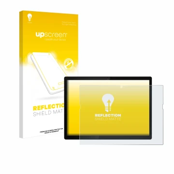 Face avant d’un emballage produit avec le logo de la marque upscreen. À côté, l’appareil Lenovo ThinkPad X12 Detachable Gen 2 