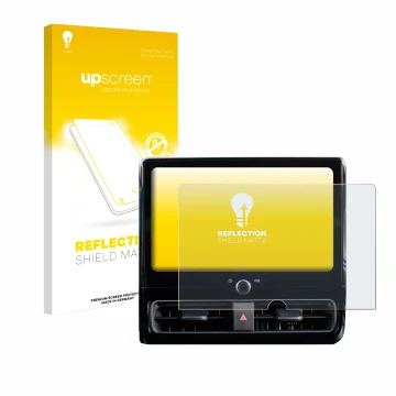 Face avant d’un emballage produit avec le logo de la marque upscreen. À côté, l’appareil Toyota Yaris 2024 Smart Connect 10.5
