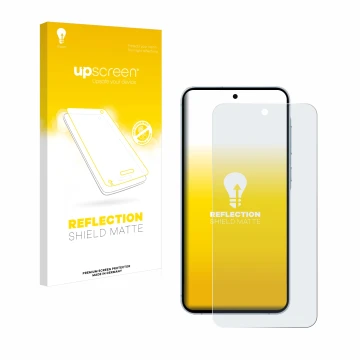 Face avant d’un emballage produit avec le logo de la marque upscreen. À côté, l’appareil Samsung Galaxy M35 est représenté ave