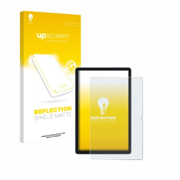 Face avant d’un emballage produit avec le logo de la marque upscreen. À côté, l’appareil Blackview Tab 80 est représenté avec 