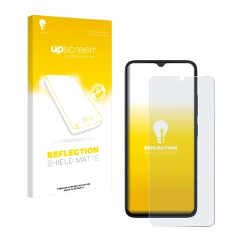 Face avant d’un emballage produit avec le logo de la marque upscreen. À côté, l’appareil Wiko T20 est représenté avec la prote
